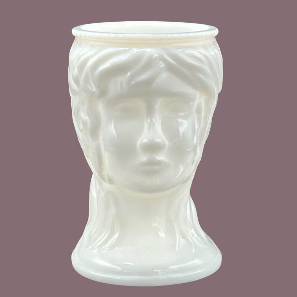 Vintage Milk Glass Lady Vase